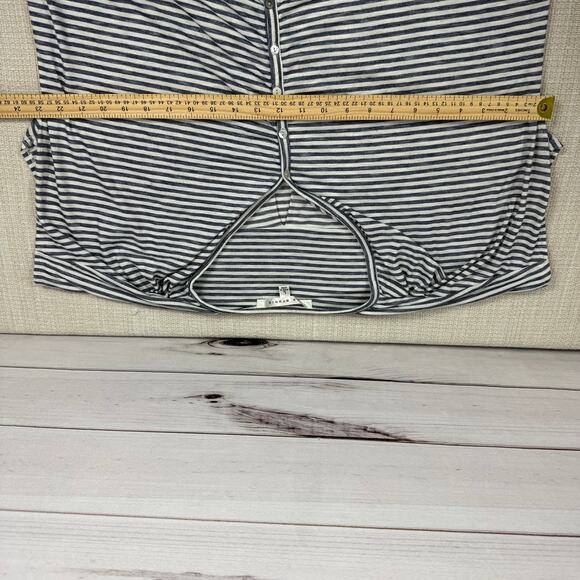 Max Studio Button Down Tie Knot Short‎ Sleeve Blouse Striped Womens L - Picture 6 of 7